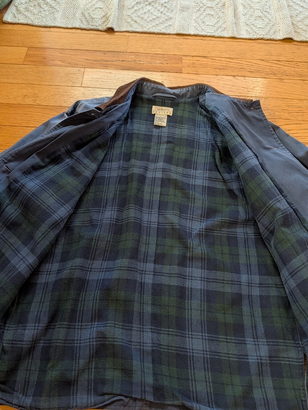 Vintage Talbots Barn Jacket Utility Coat Canvas Flannel Lined Leather Collar Vtg - Picture 9 of 9